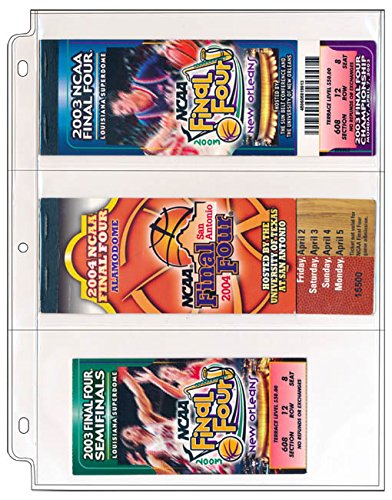 StoreSMART - 3-Pocket Event Ticket Page for 3-Ring Binders -50-Pack - ET3P-50