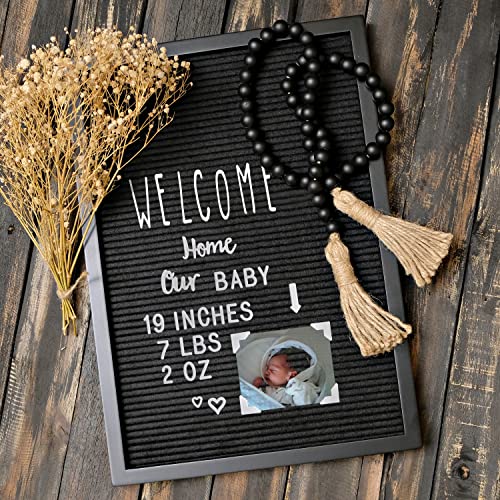 Letter Board Sign Felt Board with Skinny Pre Cut Letters 12x17 Inch Black