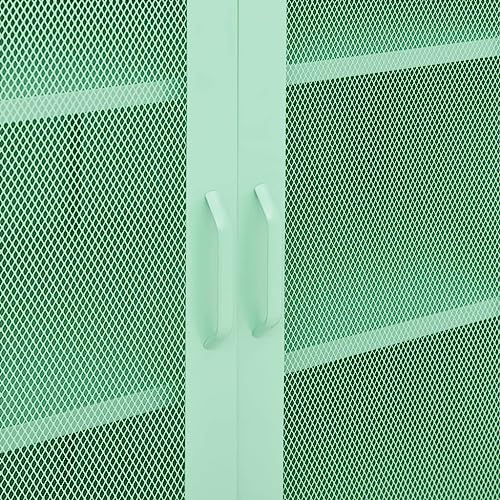 JHQHSM Storage Cabinet Mesh Doors Adjustable Shelves for Books, Magazines, documents Mint 31.5"x13.8"x40" Steel