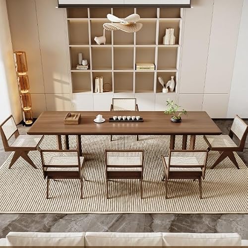 LINKIO Home Office Desks Chinese Style Solid Wood Tea Table, Office Boss Meeting and Negotiating Tea Table, Suitable for Kitchen, Living Room and Dining Room Computer Table Desk(220x80x75cm)