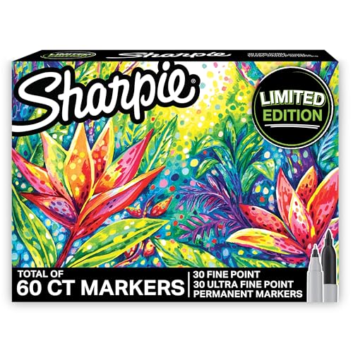 Sharpie Permanent Markers Limited Edition Set, Contains Fine Point Markers and Ultra-Fine Point Markers, 60 Count