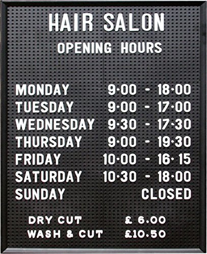 Black Framed Peg Board - Retro Style Menu Board - Quick Change Message Board