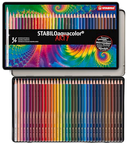 STABILO Aquarellable Coloring Pencil - STABILOaquacolor - Tin of 36 - Assorted Colors
