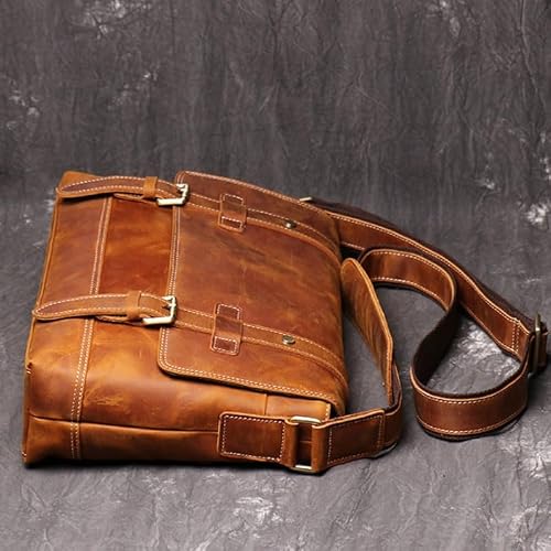 NSUQOA JSEIAJB Men's Bag Crazy Horse Leather Crossbody Shoulder Messenger