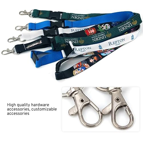 Handwerke 300 Pieces Custom Solid Color Breakaway Lanyards Personalized Polyester Neck Straps with Logo, Text, Name for Office, Company, School, Event, Women Men