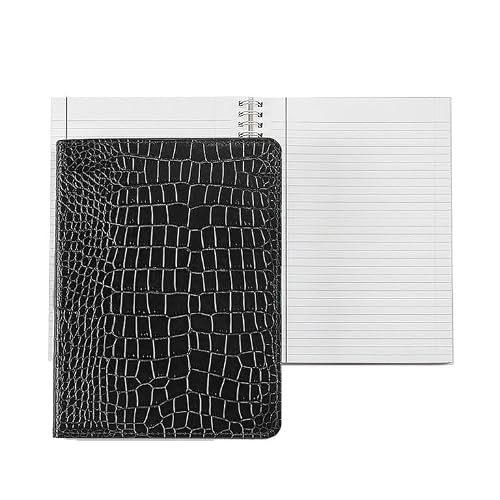 Graphic Image Spiral REFILLABLE Journal 9in Black Croco-Print Fine Leather (tm) - 7x9