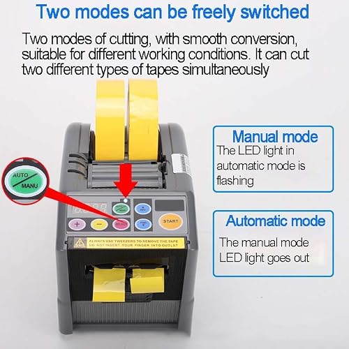 Automatic Tape Cutting Machine, 6-Memory Digital Dispenser with Manual/Auto Mode, 6-60mm Width, 5-999mm Length, 200mm/s for Packing, Shipping, Office