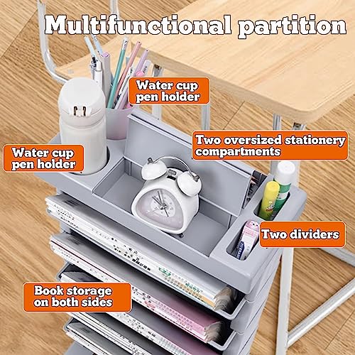 book cartMovable Bookshelf Cart, Desk Organizers and Accessories, Office Supplies Desktop Organizer with Wheels, 5-Tier Rolling Utility Cart Multifunctional Storage Trolley for Office Living