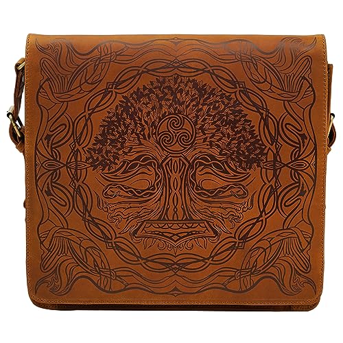 Mythrojan Leather Briefcase Laptop Bag Handmade Vintage Messenger Bag Compact Shoulder Bag Handmade Bags (12.2" x 14.1" x 3.5")