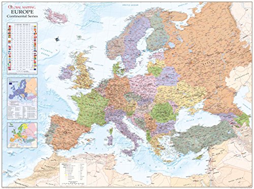 Europe Political Wall Map - 53" x 39.5" Matte Plastic