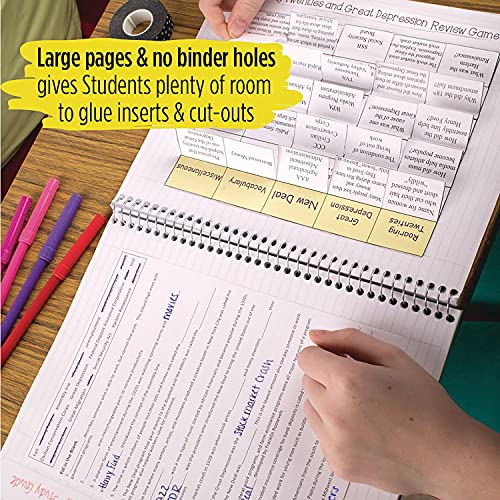 Five Star Interactive Notetaking Spiral Notebooks, 3 Pack, 1 Subject, College Ruled Paper, 11" x 8-1/2", 100 Sheets, Black, Green, Purple (820017-ECM)