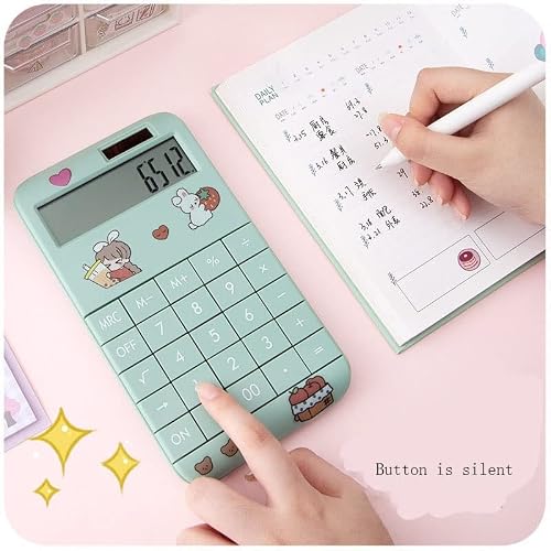 QERTYHJK Cute Cartoon Calculator Fashion Student Portable Small Solar Financial Cashier Girl 12-bit