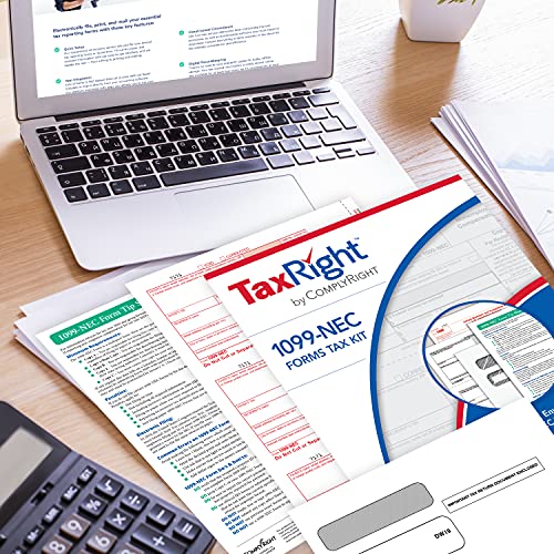 ComplyRight TaxRight Set 1099-NEC (4-Part) with Self-Seal Envelopes, No Software, 50-Pack, Tax Filing for Business
