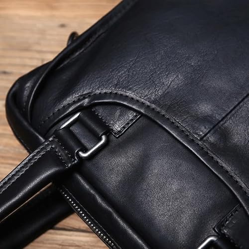 KMHJFXX Men's Leather Business Handbag Cowhide Shoulder Messenger Bag Vertical Office Computer Bag Briefcase