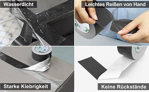 BOMEI PACK 24-Pack Black Heavy Duty Duct Tape, 2 inches x 35Yards (Total 840Yds), Strong, Flexible, No Residue, All-Weather and Tear by Hand - Bulk Value for Repairs, Industrial, Professional Use