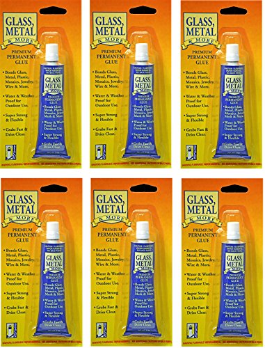 BEACON Glass, Metal & More - Premium Permanent Glue for Jewelry, Outdoor Projects & More - Bond Glass, Metal, Plastic Effectively, Weatherproof, Dries Clear, 2-Ounce, 6-Pack