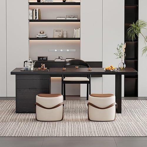 LINKIO Home Office Desks Simple Solid Wood Boss Office Tea Table, Suitable for Small-Sized Tea Table for Negotiation and Work, Home Living Room Study Furniture Computer Table Desk(160x80x75cm)