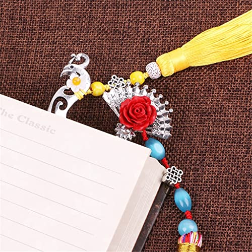 OISNGWNG Chinese Vintage Classic Metal Bookmark Tassel Beads School Office Supplies
