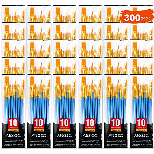 AROIC Painting Brush Set, 30 Packs/300 Pieces, Nylon Brush Head