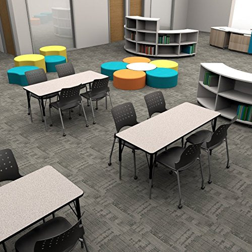 Norwood Commercial Furniture Adjustable Height Classroom Activity Table for Kids & Adults, Square Activity Table for School and Home, Grey/Black, 30" x 72"