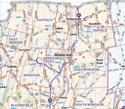 Connecticut Laminated Wall Map (34” wide x 25” high)