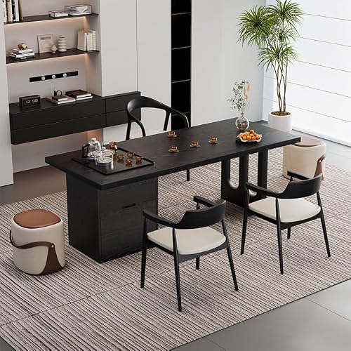 LINKIO Home Office Desks Simple Solid Wood Boss Office Tea Table, Suitable for Small-Sized Tea Table for Negotiation and Work, Home Living Room Study Furniture Computer Table Desk(200x80x75cm)