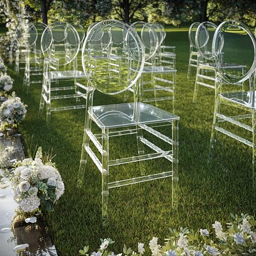 Techni Home Chiavari Ghost Chairs, Stackable Acrylic,Modern,Set of 2,Clear