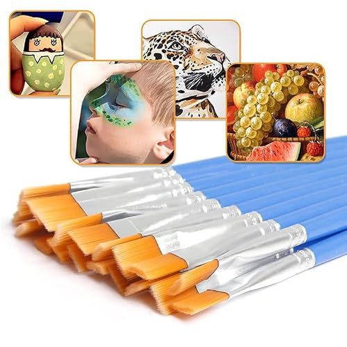 UOHLCX HBJWOV 30 Pcs Wide Flat Paint Brushes Set with Nylon Hair Small Brush Acrylic Oil Watercolor Art Detail Painting