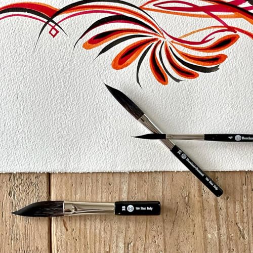 Borciani e Bonazzi Hidro Synthetic Sword Striper Liner Brushes for Fine Lines & Lettering - Sizes 18 - Extra Short Handle, Handcrafted in Italy, Cruelty-Free