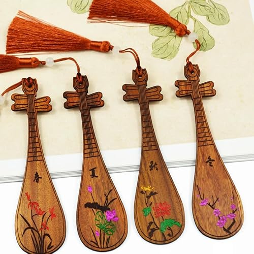 NSUQOA Pipa Bookmark Engraved Graduation Souvenir Signature Pen Musical Instrument Gift Box Set