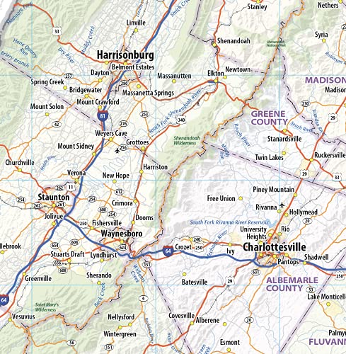 Virginia Laminated Wall Map (60” Wide by 28” high)