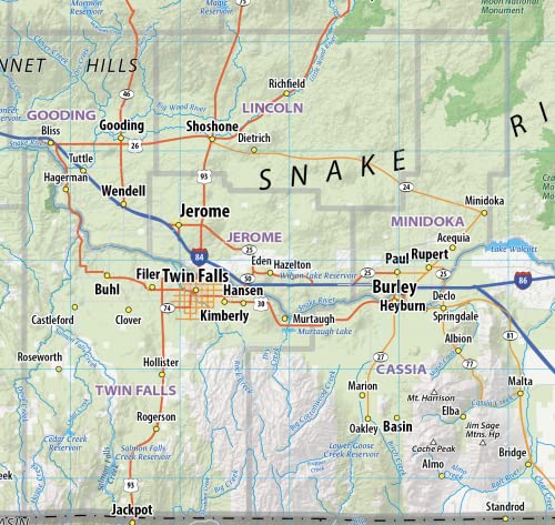 Idaho Laminated Wall Map (36” wide by 54” high)