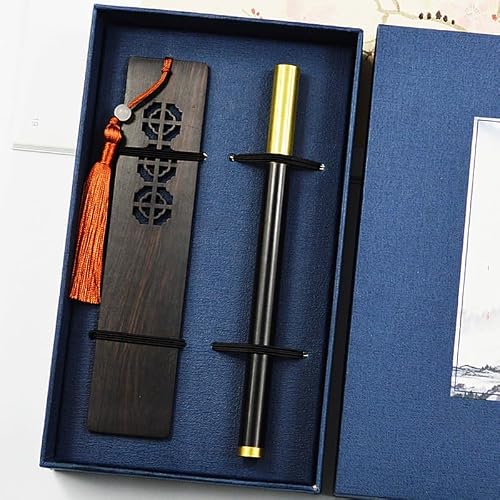 YMGSCC Hollowed Out Four Mahogany Set Gift Box Classical Beauty with Literary Bookmark Pen