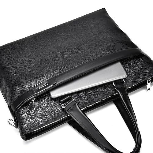 AWMGPDDBTO Briefcases for Men Men's Leather Briefcase, Black