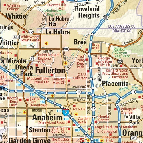 Los Angeles, California Wall Map, Large - 43" x 29" Laminated