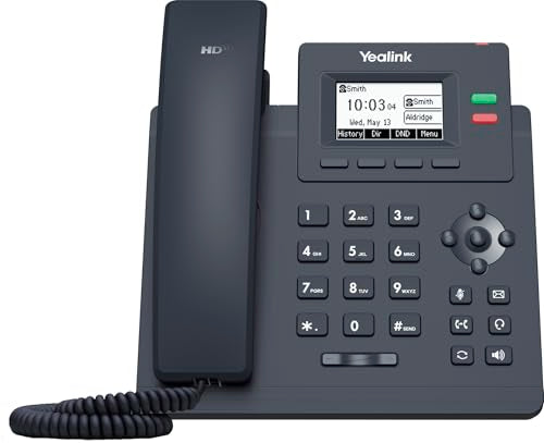 Yealink T31P IP Phone, 2 VoIP Accounts. 2.3-Inch Graphical Display. Dual-Port 10/100 Ethernet, 802.3af PoE, Power Adapter Not Included (SIP-T31P)