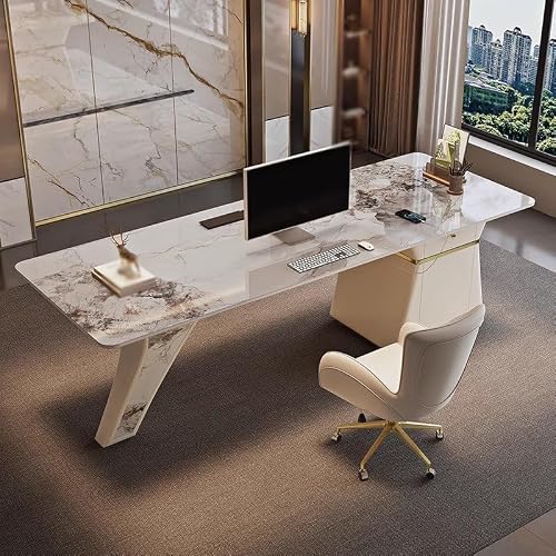 LINKIO Home Office Desks Rock Board Desk Minimalist Desk Modern Model Room Study Writing Desk Workbench Computer Table Desk(180cm)