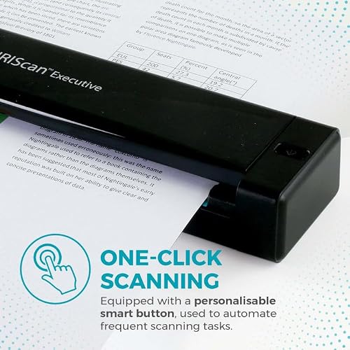IRIScan Executive 4 Pro Black Portable Duplex Scanner, 8 PPM USB Document and Receipt Scanner for Windows, Readiris PDF Included