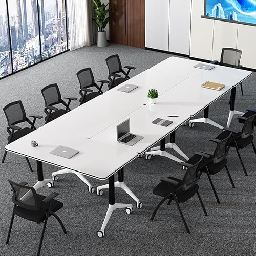 XXINGEM Folding Conference Tables with Flip-Top Design for Dynamic Meetings, Mobile Seminars, and Training Sessions in Offices, Classrooms, and Conference Rooms (Yellow, 47.2×21.6×29.5in)