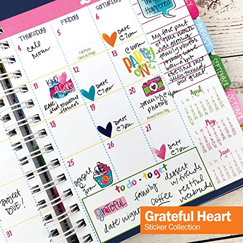 Bulk Grateful Heart Planner Stickers, Case of 50 Sticker Sets, 330 Stickers/Set, Hand-Illustrated for Gratitude Journals & Bullet Journaling, Designs Include Happy Hearts, Travel, Beach, Good Times