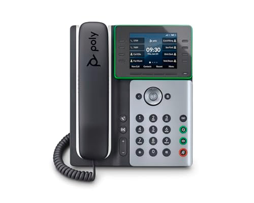 Poly Edge E350 IP Desk Phones (Plantronics + Polycom) – Easy to Install with Included Wi-Fi – 8-line Keys Supporting up to 32 Lines - Integrated Bluetooth for Mobile Phone and Headset Pairing