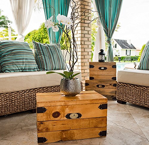 Rustic Storage Crate with Lid Set of 3 (Light Finish)