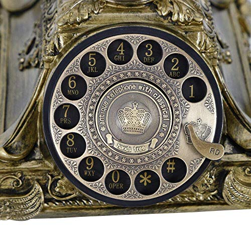 TSMBIKE Retro Old Fashioned Telephone Telephone Rotary Dial Telephones Retro Landline Desk Telephone,Corded Phone for Home and Decor Rotary Dial Home Phone (Brass