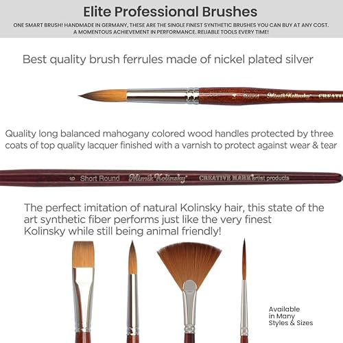 Creative Mark Mimik Kolinsky Watercolor Brush - # 24 Bright - Long Handle Synthetic Paint Brush - Handmade in Germany - Synthetic Sable Paint Brushes for Professional Artists - Animal-Friendly