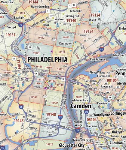 Generic Philadelphia Metro Area ZIP Code Laminated Map (36" x 36")