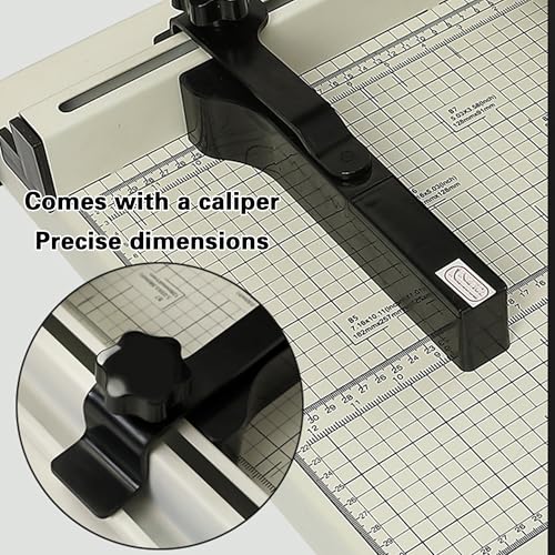 12 Inch Heavy Duty Guillotine Paper Cutter - 400 Sheet Capacity, Precision Blade & Positioning Ruler for A4 Paper/Leather/Fabric, Ideal for Offices & Print Shops Black