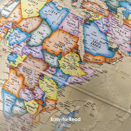 Waypoint Geographic Peninsula Plus Illuminated Globe, 12" Antique Ocean-Style, Up-to-Date Light-Up Globe for Home and Office Decor, 19.5“ H x 13.5“ W x 12“ D