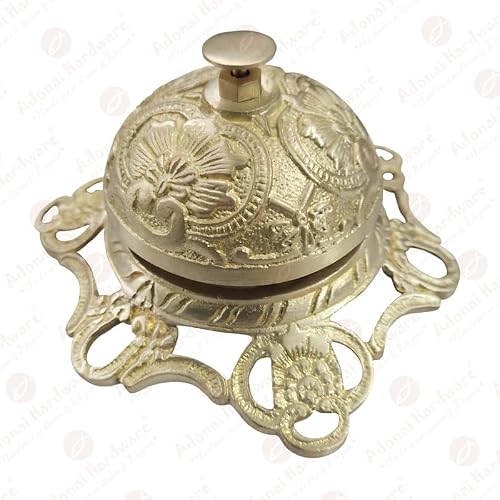 Adonai Hardware "Ehud" Brass Decorative Table Calling Bell - Matte Brass Unlacquered