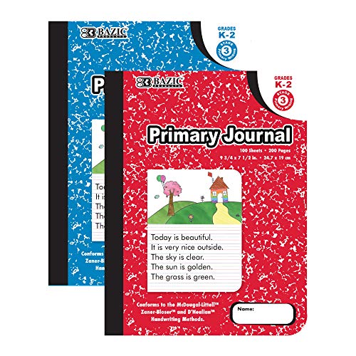 BAZIC Primary Journal Composition Book Marble, 100 Sheet Drawing & Writing Grades K- 2 Notebook Journal Comp Notebooks for Kindergarten School, 48-Pack
