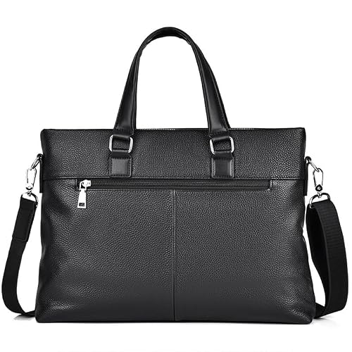 AWMGPDDBTO Briefcases for Men Men's Leather Briefcase, Black